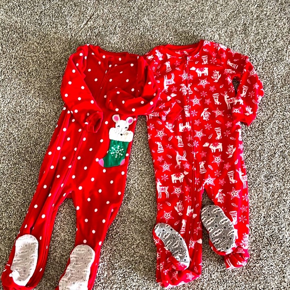 Carter's Pajamas Carters Girls One Piece Footed Zipper Holiday